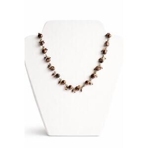 Baroque Chocolate Pearl Necklace Garnet Crystal Sterling Dangle Romantic Boho